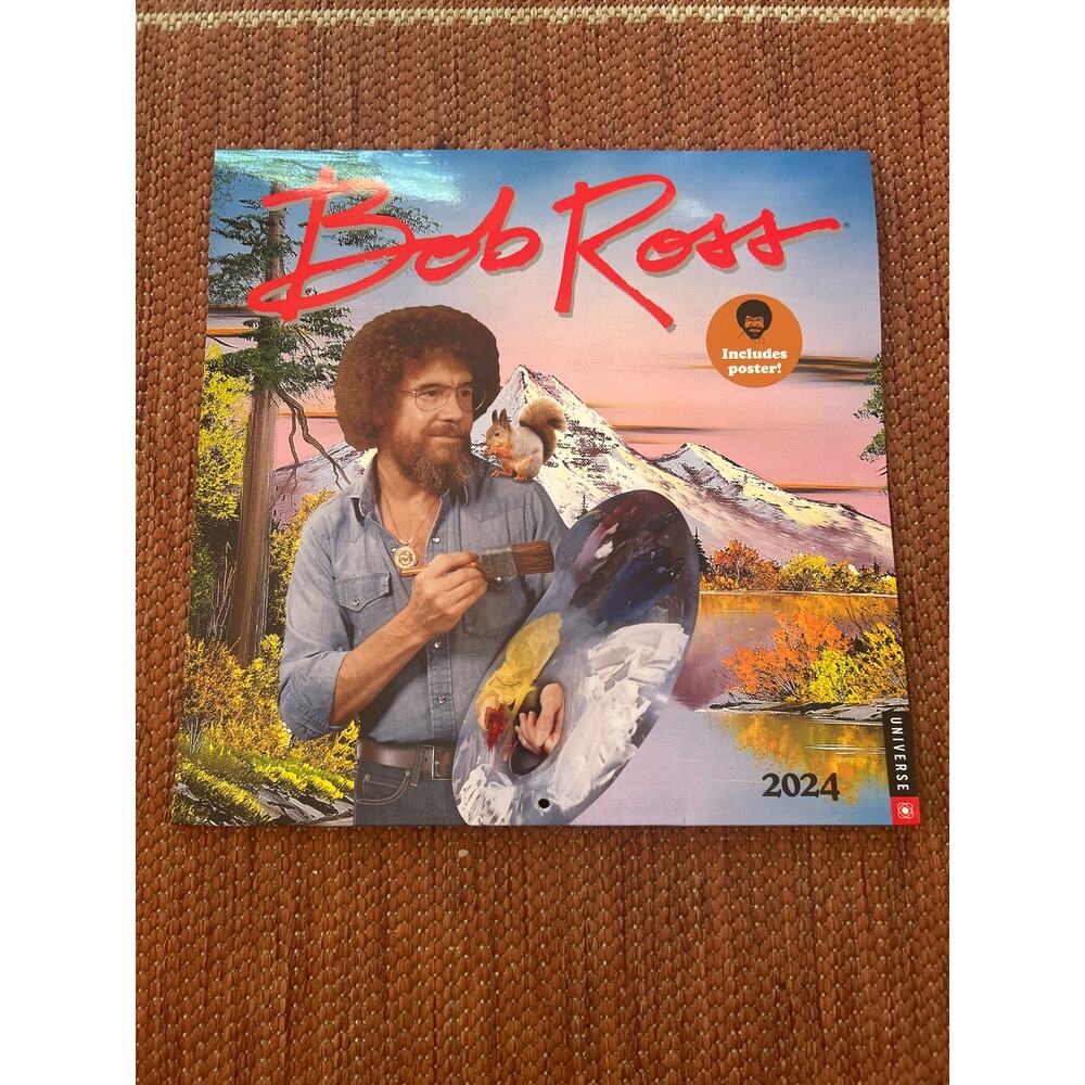Bob Ross 2024 Wall Calendar with Poster 12‎ x12